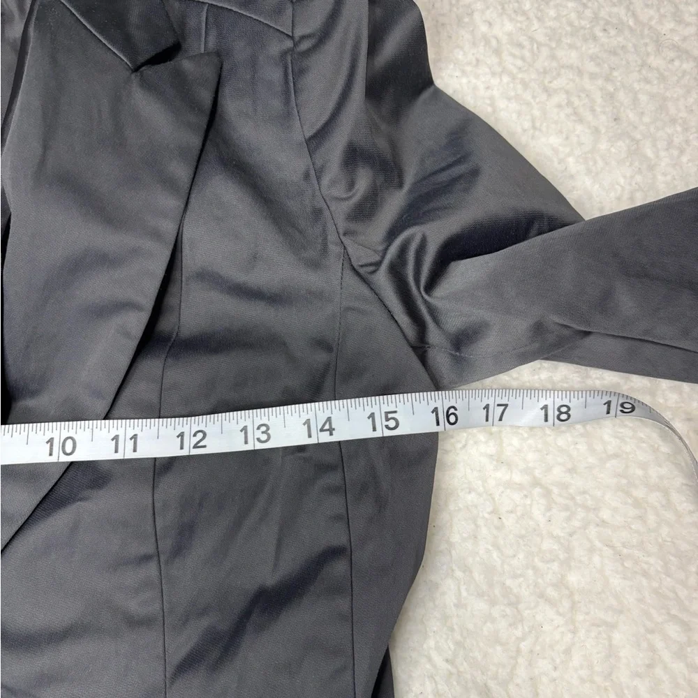 Forever 21 Women Gray Satin Double Breasted Fitted Blazer - Picture 7 of 10